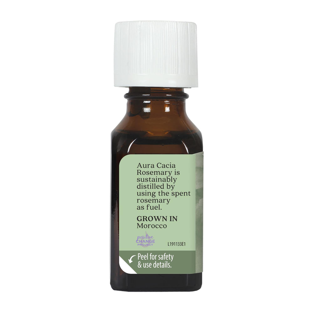 Aura Cacia aceite de romero para cuidado capilar, ideal en mezclas caseras.