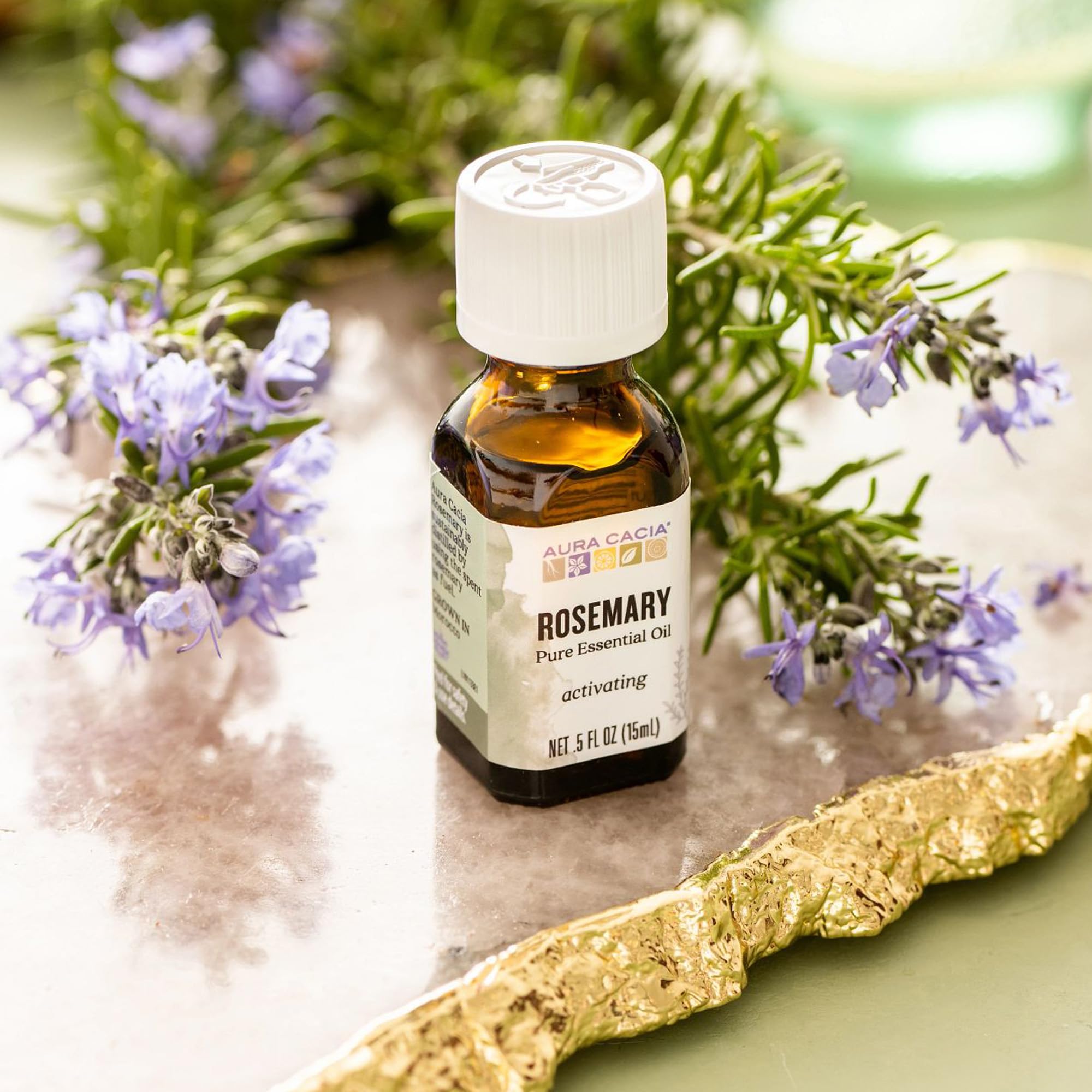 Aura Cacia aceite de romero para mezclar en cremas caseras, aroma revitalizante.