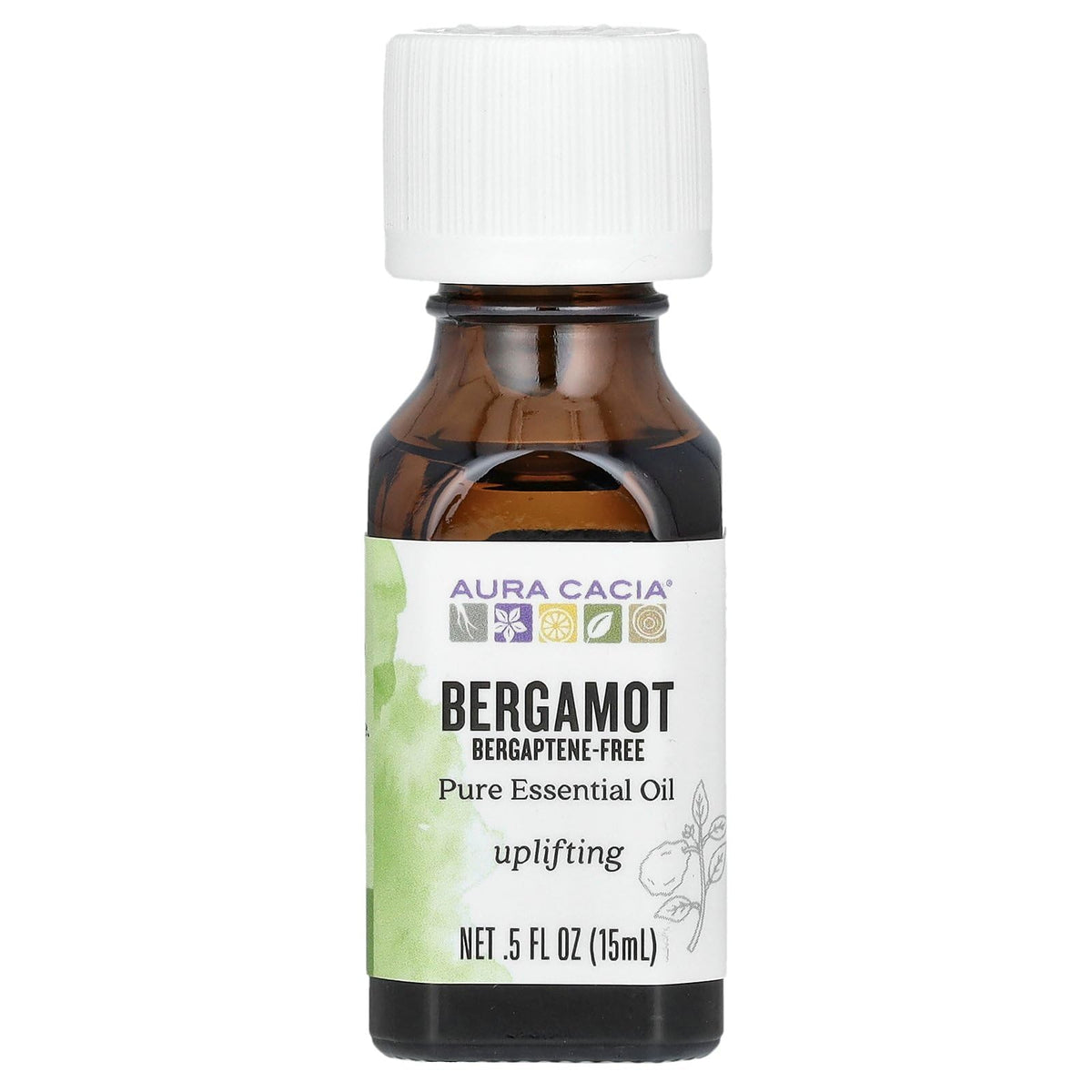 Aura Cacia bergamot oil bottle for a bright diffuser aroma and refreshing home scent