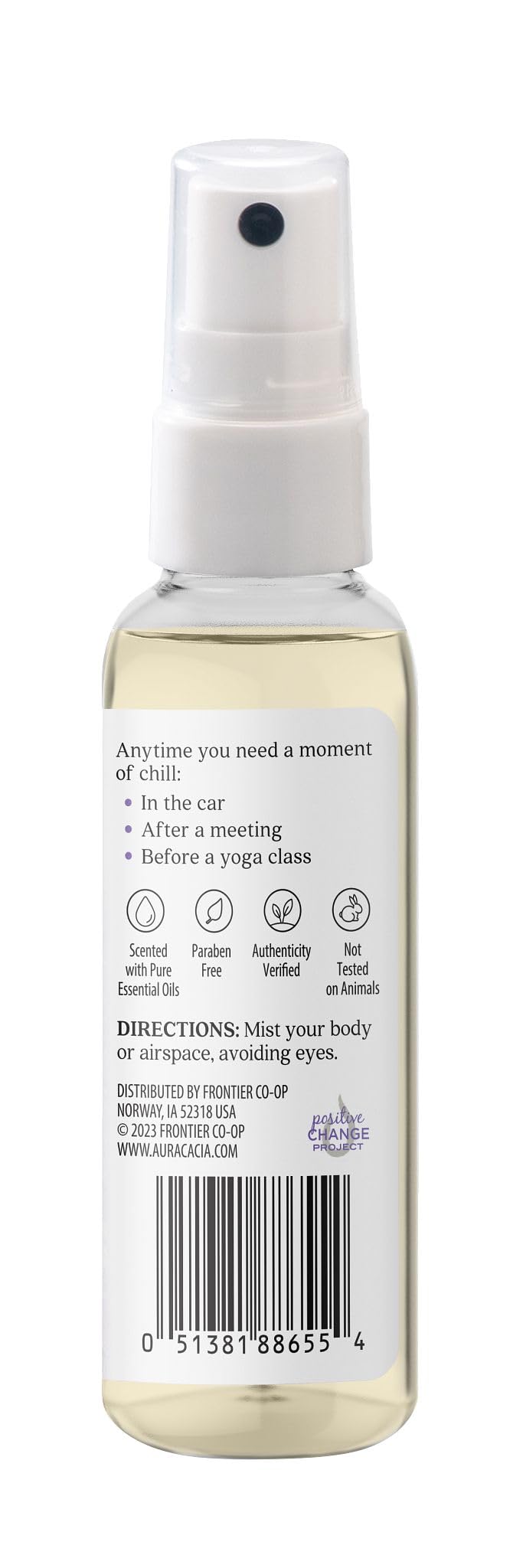 Aura Cacia Chill Pill mist room-spray for meditation and mood improvement.