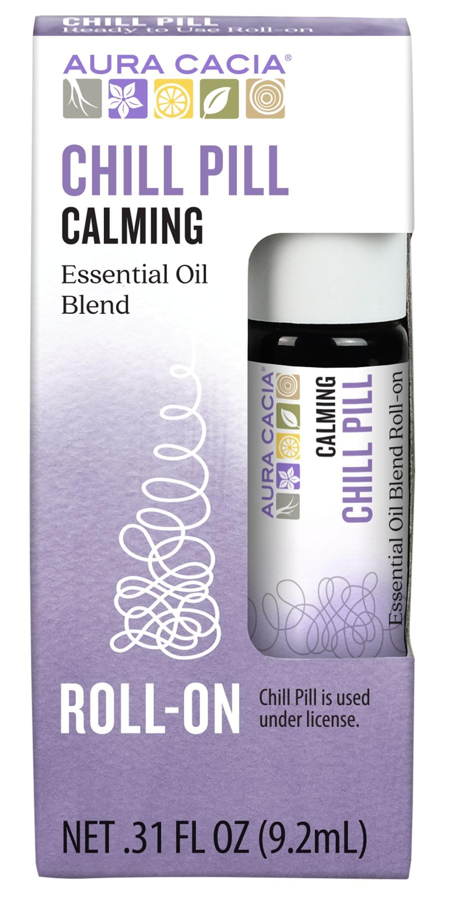 Aura Cacia Chill Pill Roll-On Naranja Dulce y Lavanda, relajación sensorial para uso rápido