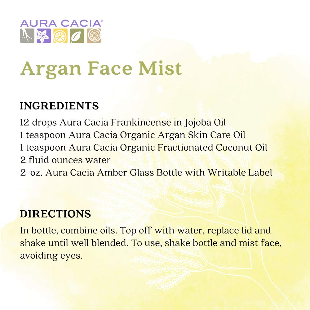 Aura Cacia skincare routine featuring frankincense in jojoba oil on dry skin.