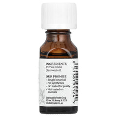 Aura Cacia lemon essential oil amber jar, bright citrus scent for diffusing.