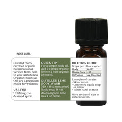 Aura Cacia lime oil diffuser drops for refreshing diffusion.