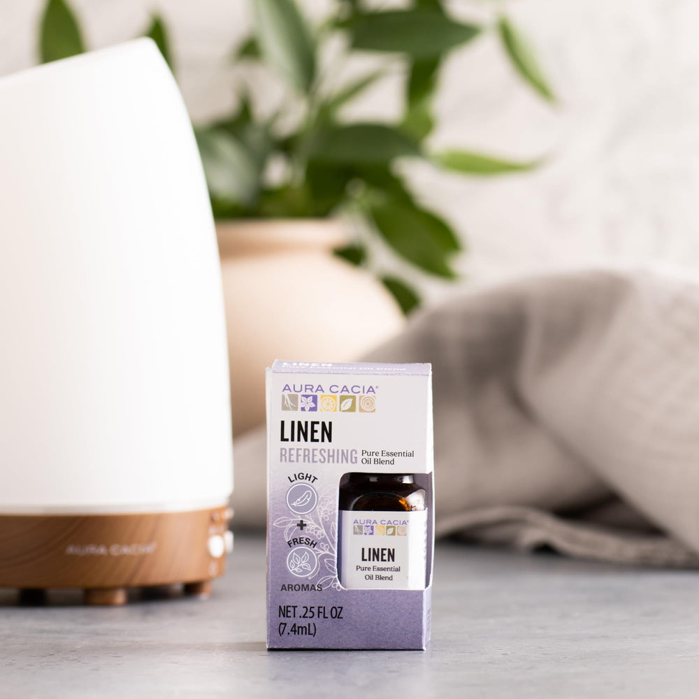 Aura Cacia Linen drops bottle easy to add to diffusers for a light room aroma.