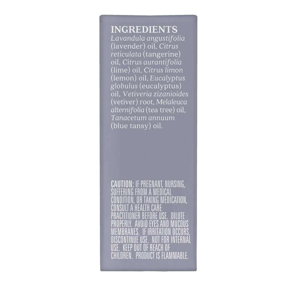 Aura Cacia Linen label closeup highlights natural color from botanicals.