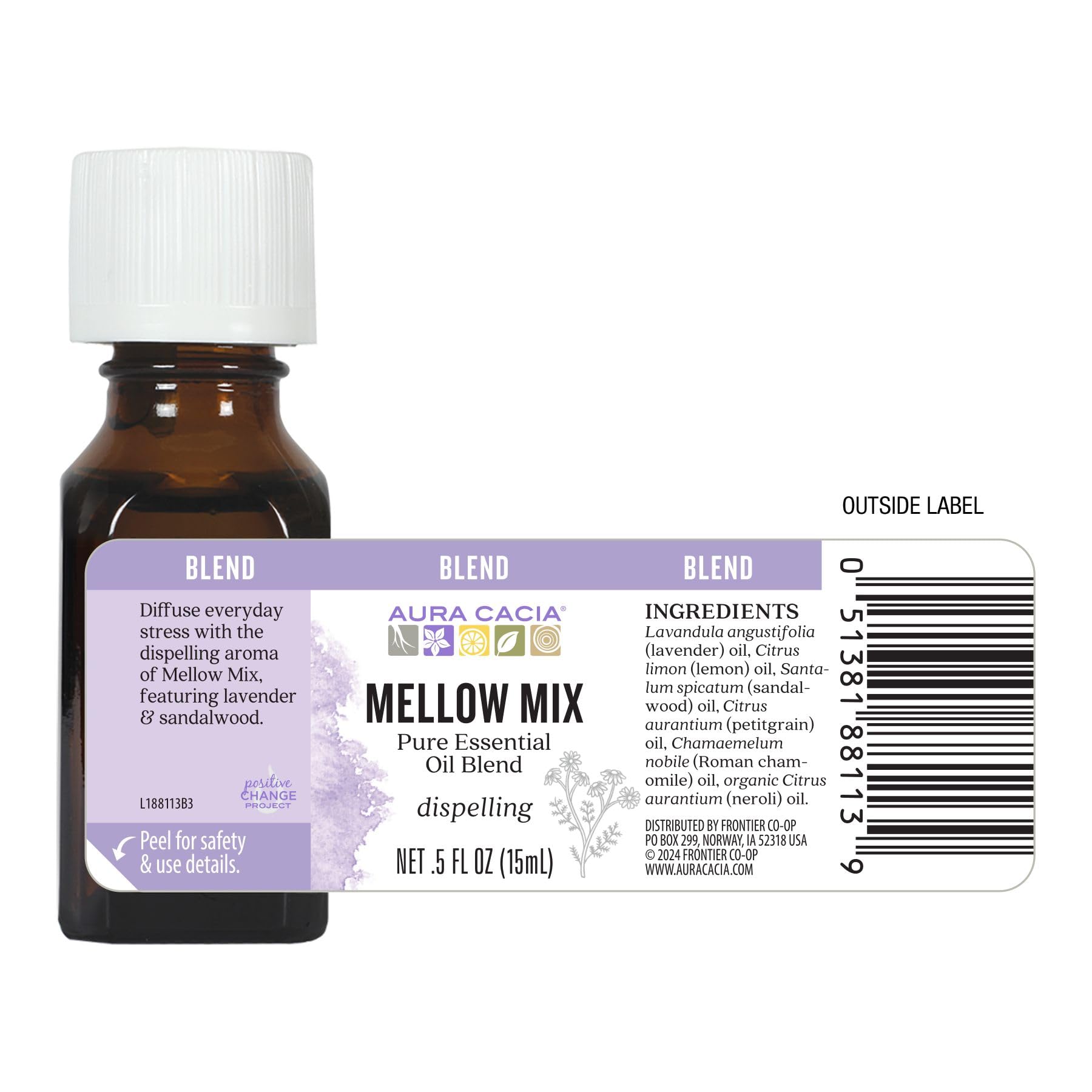 Aura Cacia Mellow Mix diffuser in a calm room scene for relaxation.