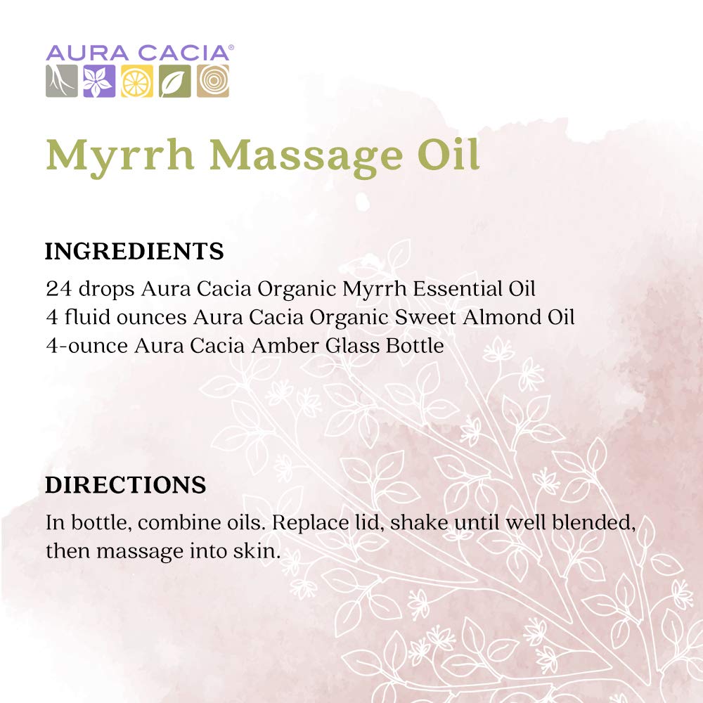 Aura Cacia Organic Myrrh Oil demonstrates safe dilution with carrier oil