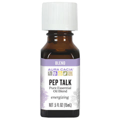 Aura Cacia Pep Talk oil blend bottle front showing the product name