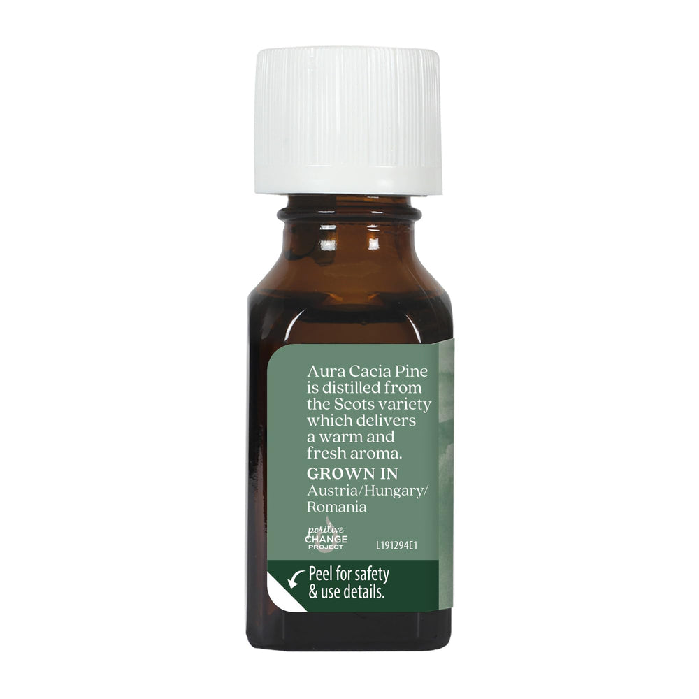 Aura Cacia Pine oil used in body care blends for refreshing skin care.