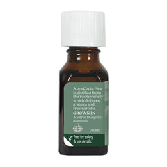 Aura Cacia Pine oil used in body care blends for refreshing skin care.