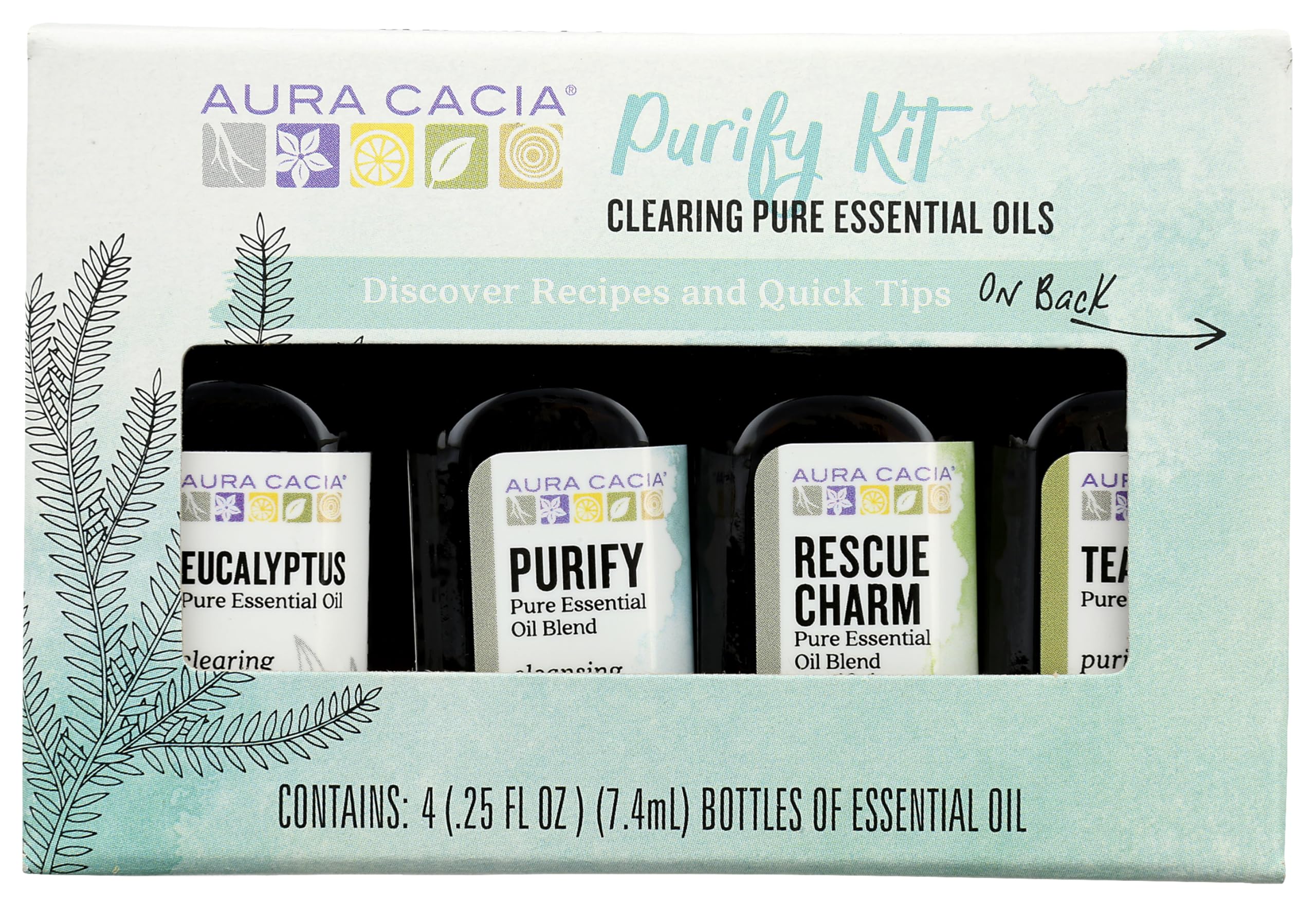 Aura Cacia Purify kit with eucalyptus bottle for refreshing spaces