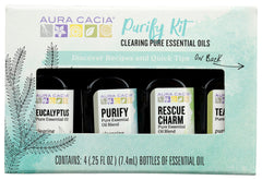 Aura Cacia Purify kit with eucalyptus bottle for refreshing spaces