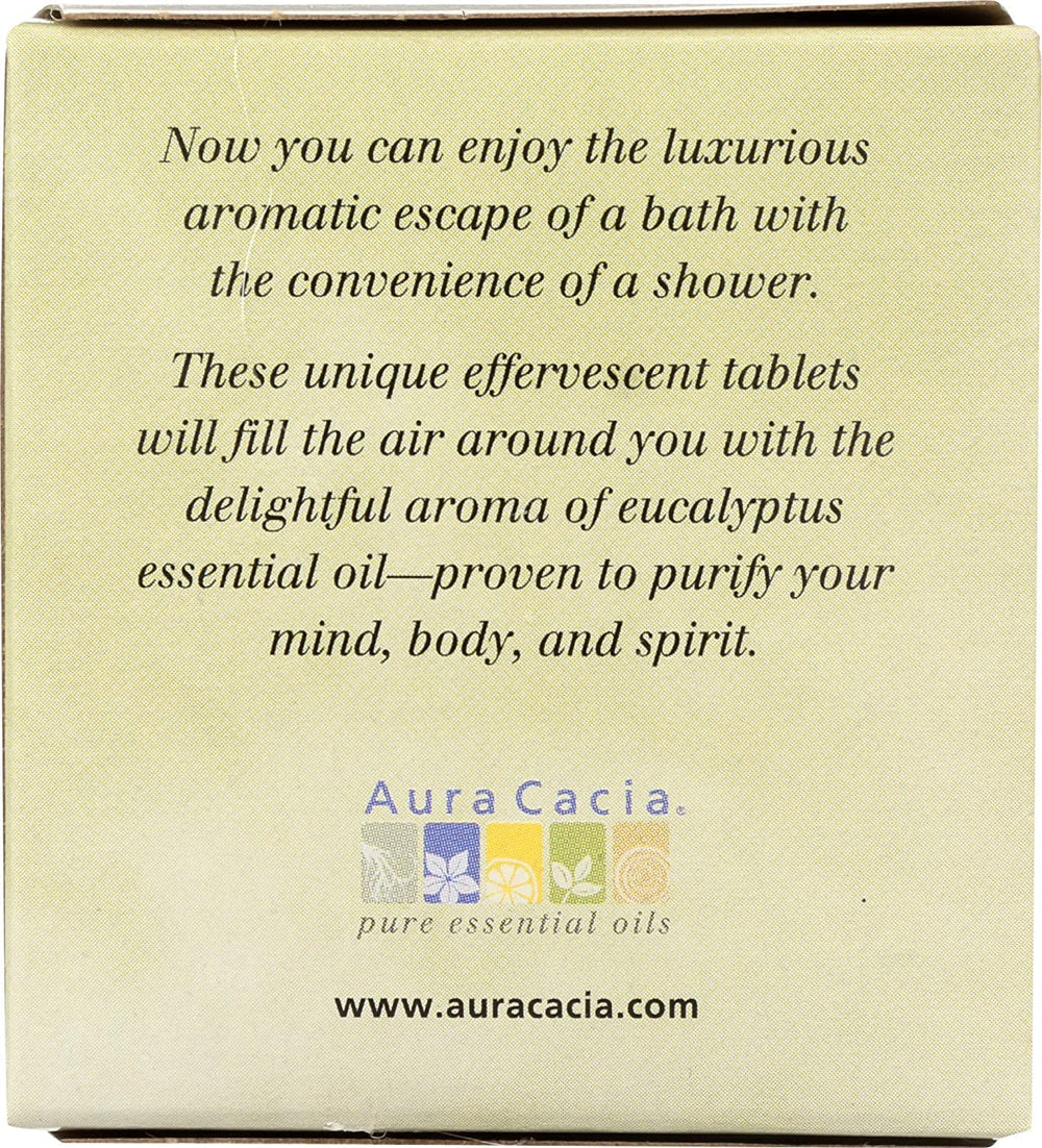 Aura Cacia purifying eucalyptus tablets closeup show pure essential oils for a vibrant morning.
