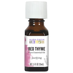 Aura Cacia Red Thyme oil bottle ready for diffuser use and scent enhancement.
