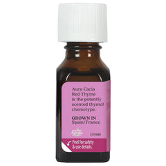 Aura Cacia Red Thyme essential oil dropper close-up for precise diffusion dosing.