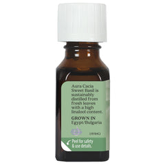 Aura Cacia Sweet Basil room spray with a clean, herbal note.