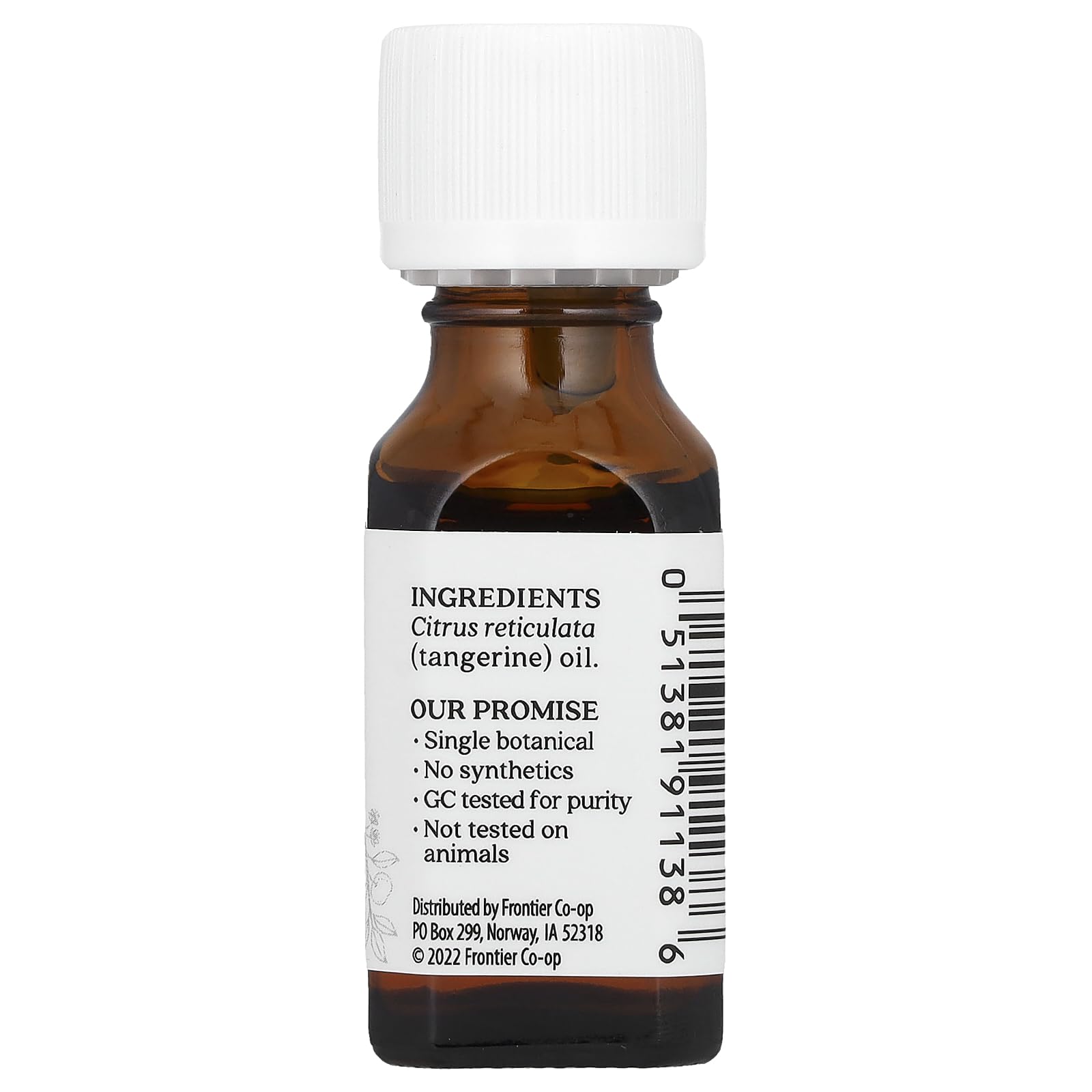 Aura Cacia Tangerine essential oil label highlighting purity for blends.