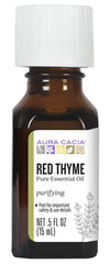 Aura Cacia Thyme Red essential oil bottle ready for diffuser blends.