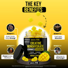 Aura HK Creatine Gummies sugar-free label conveys a clean, allergen-friendly option.