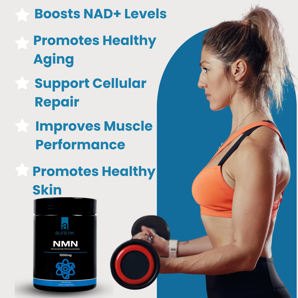 Aura HK NAD+ precursor powder ready for daily-use setup in a routine.