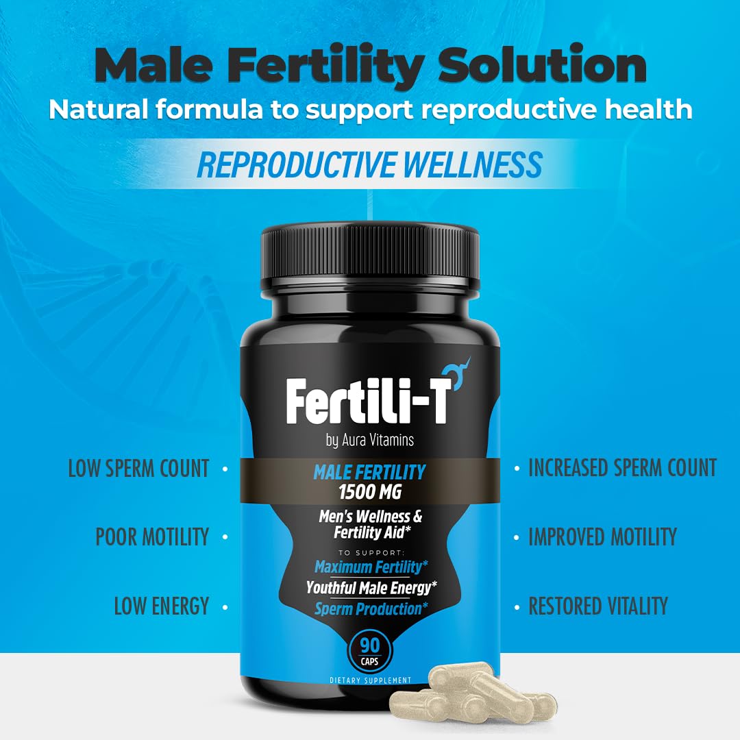 Aura Vitamins Fertili-T daily dose image suggests routine-friendly support for vitality.
