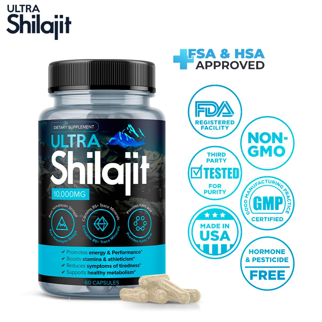 Aura Vitamins Ultra Shilajit bottle pour, convenient daily supplementation.