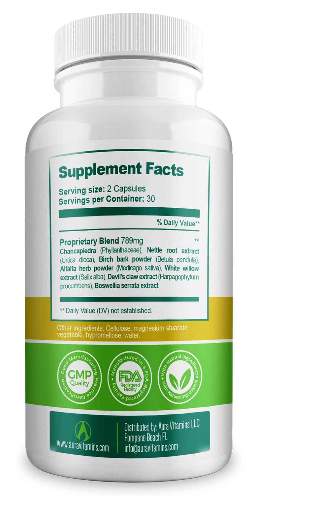Aura Vitamins Vitatonic natural ingredients closeup emphasizing plant-based formula