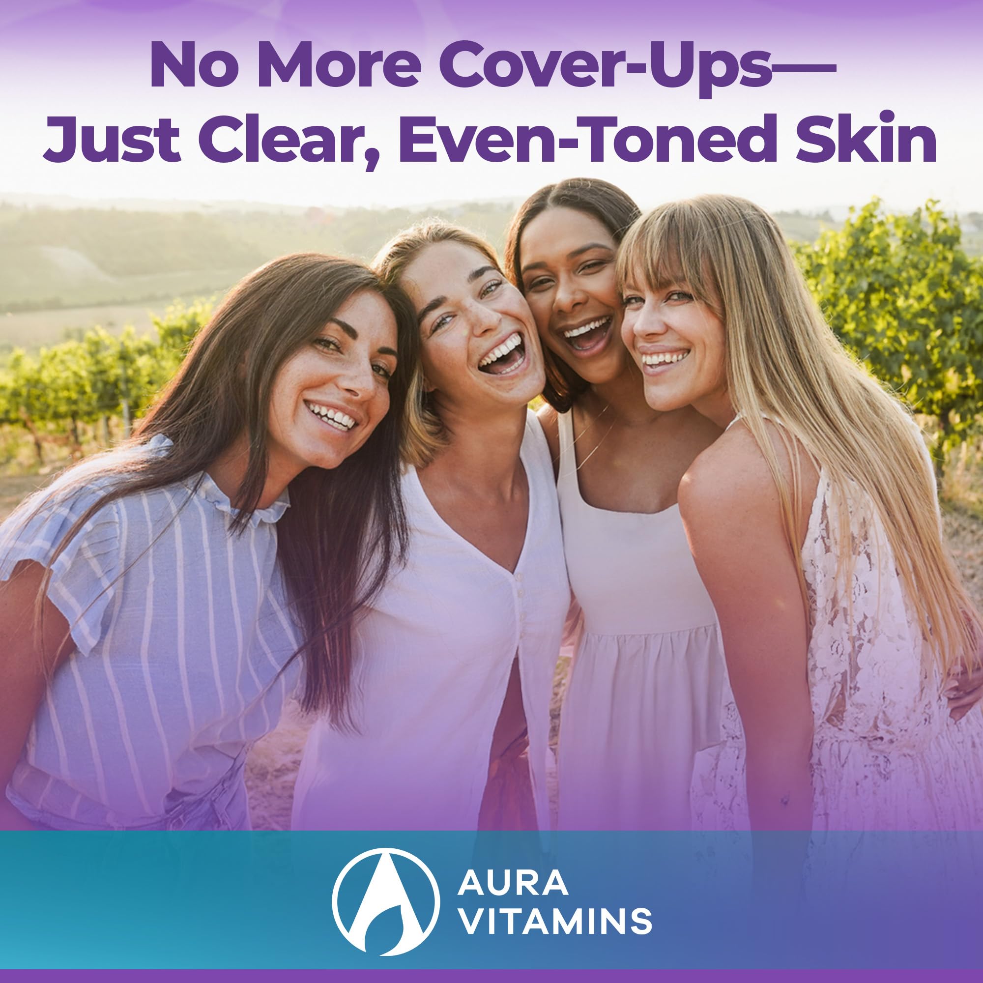 Aura Vitamins Vitiligo Capsules daily-use scene with glass of water