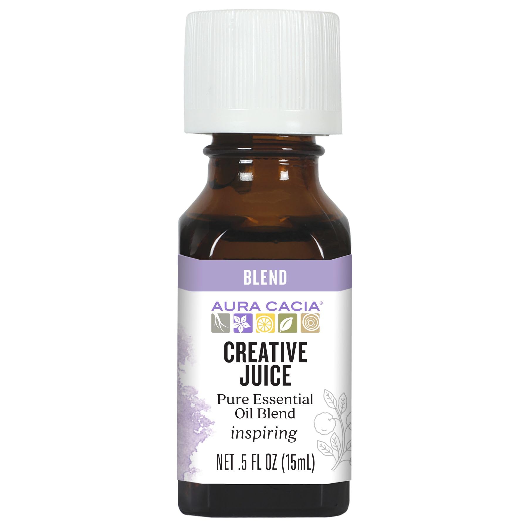 Aura Cacia Creative Juice bottle with diffuser for focus and creative work.