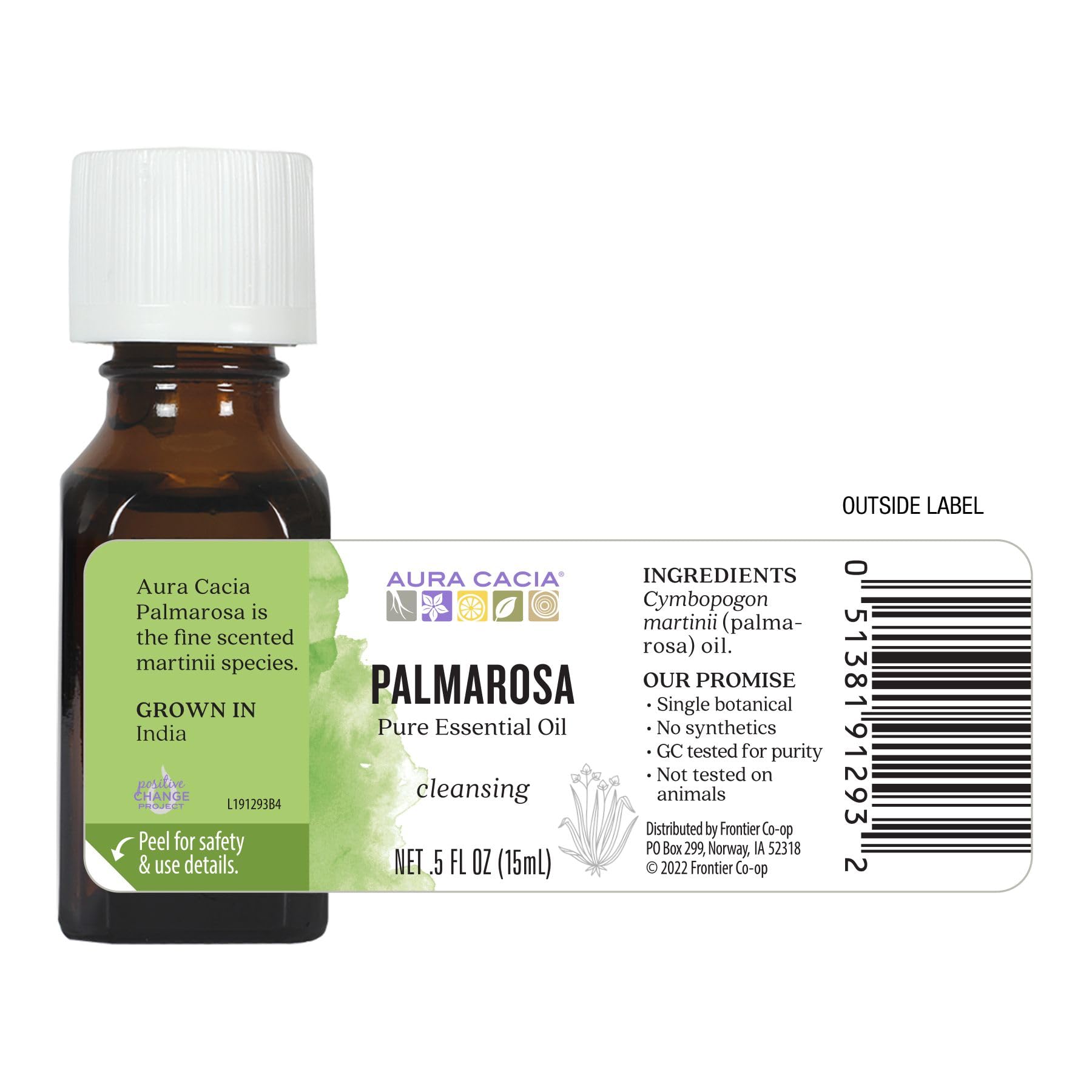 Aura Cacia Palmarosa body-care blend for massage and topical use.