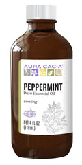 Aura Cacia peppermint oil bottle with a refreshing aroma for everyday freshness.