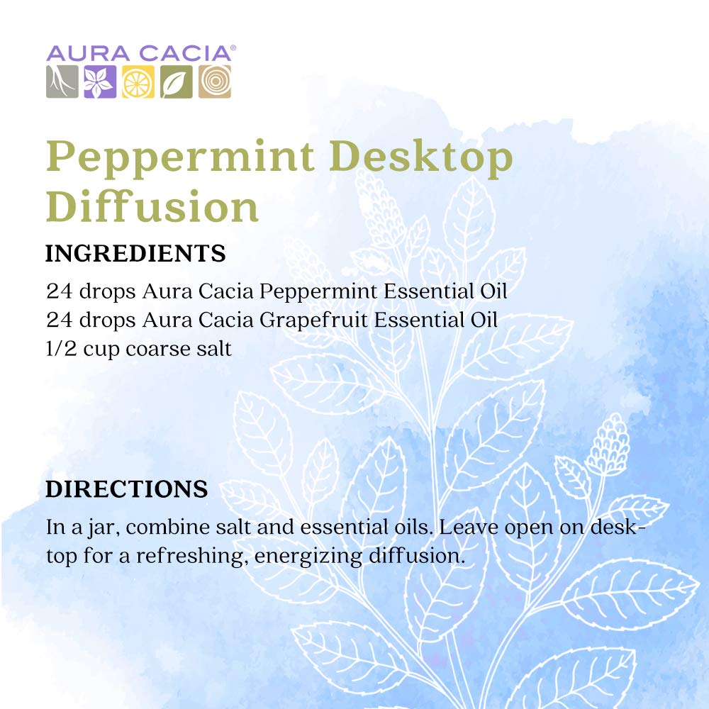 Aura Cacia peppermint oil GC/MS tested label signals purity.