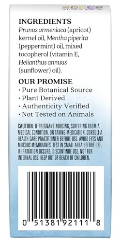 Aura Cacia peppermint roll-on packaging highlights portable design for on-the-go revival.