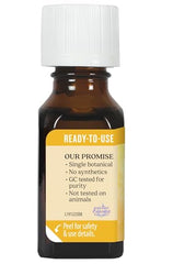 Back label shows GC/MS purity testing and ingredients.