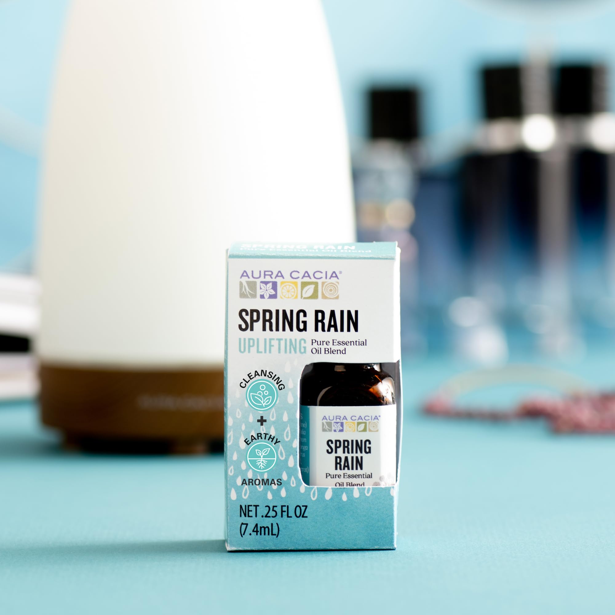 Aura Cacia Spring Rain blue tansy notes hint at botanical complexity.