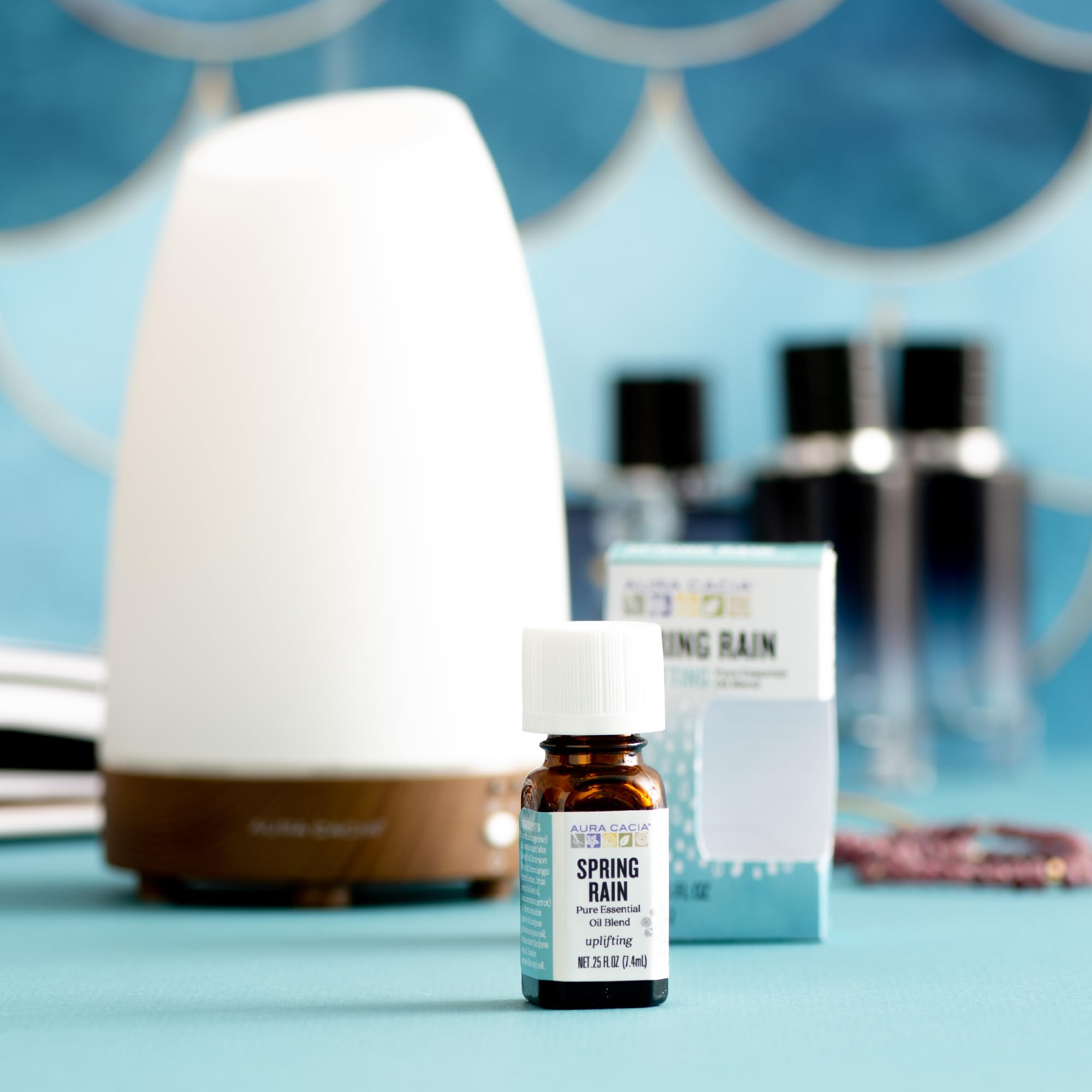 Aura Cacia Spring Rain mist in diffuser yields a light scent suitable for offices.
