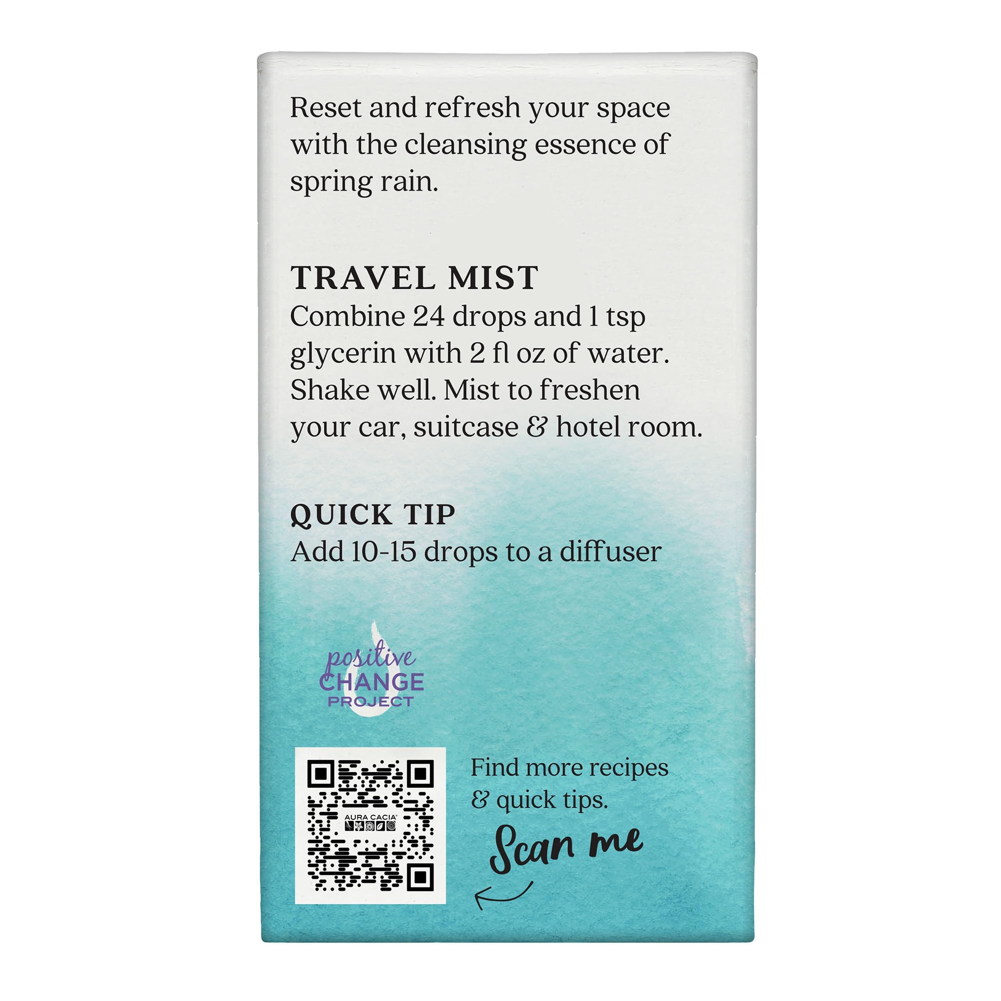 Aura Cacia Spring Rain natural colors reflect plant-derived hues from essential oils.