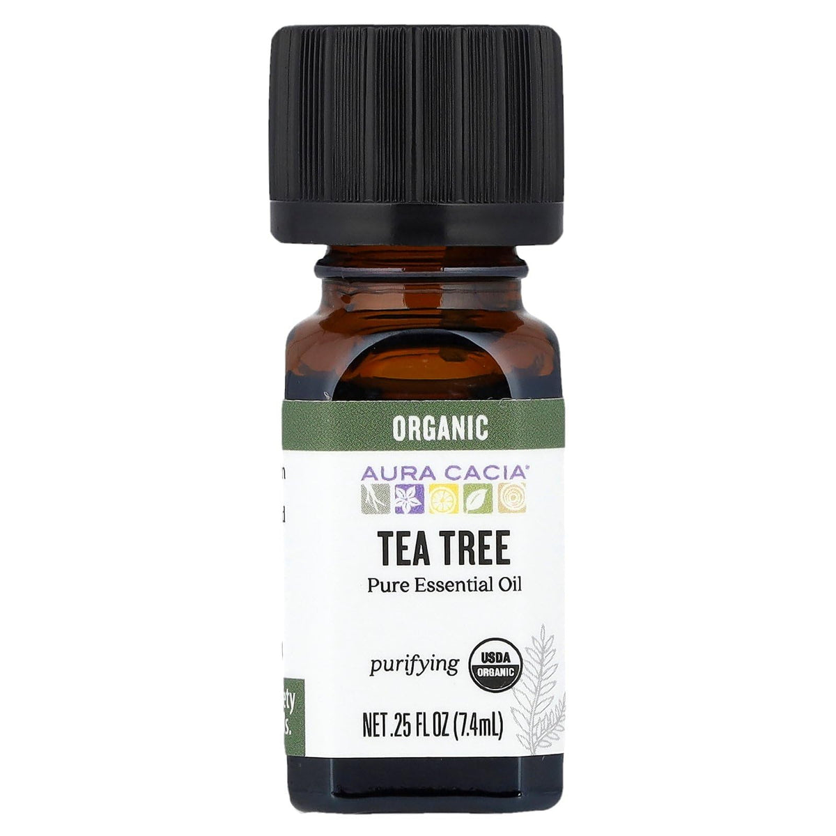 Aura Cacia Tea Tree Oil bottle for cleansing and DIY skincare.