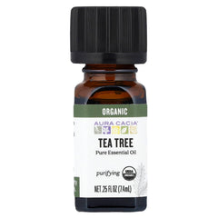 Aura Cacia Tea Tree Oil bottle for cleansing and DIY skincare.