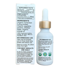 Auraganics cordyceps tincture label detail shows organic certification