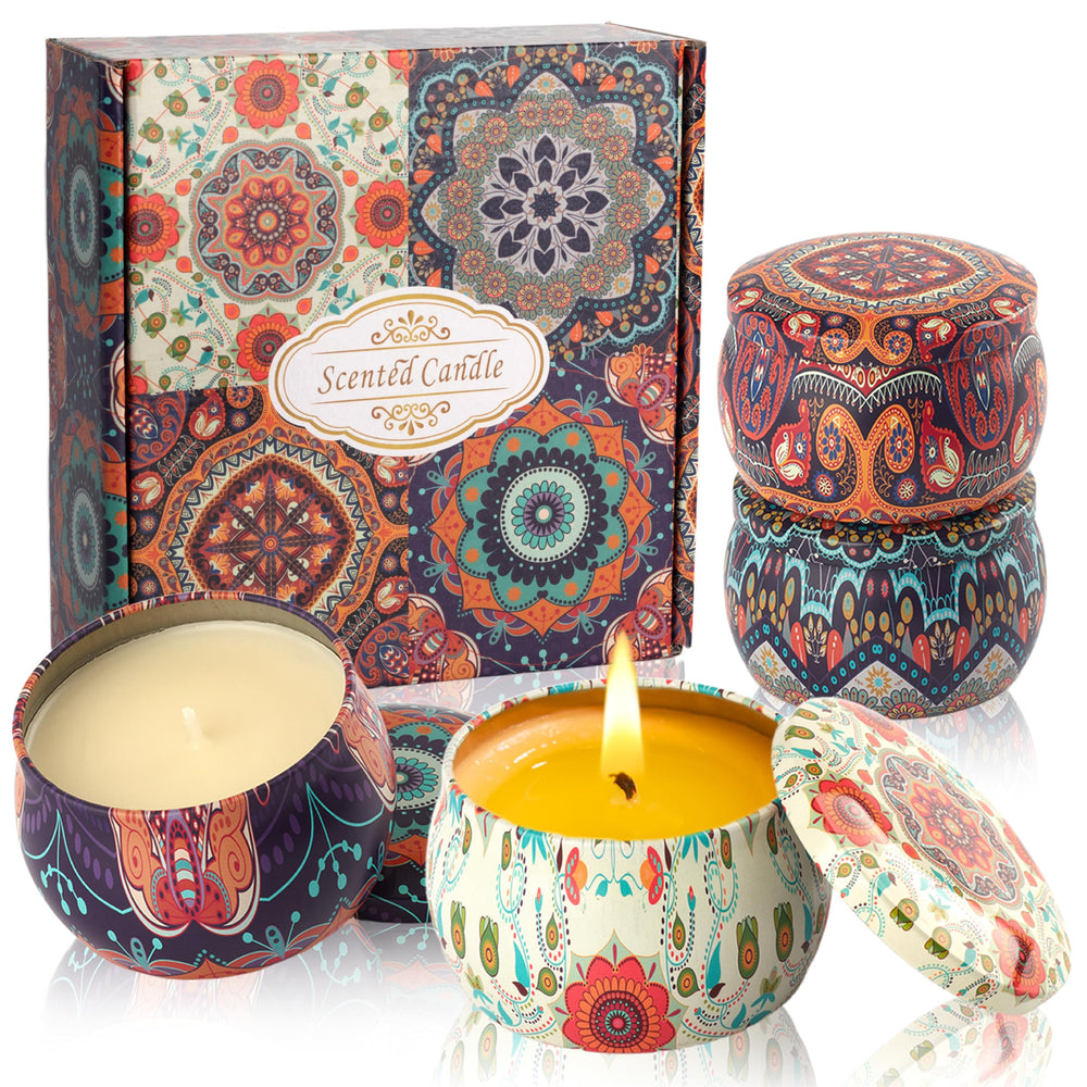 Auralome scented candle set packaging with elegant artwork, ideal for gifting.