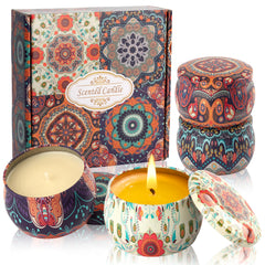 Auralome scented candle set packaging with elegant artwork, ideal for gifting.