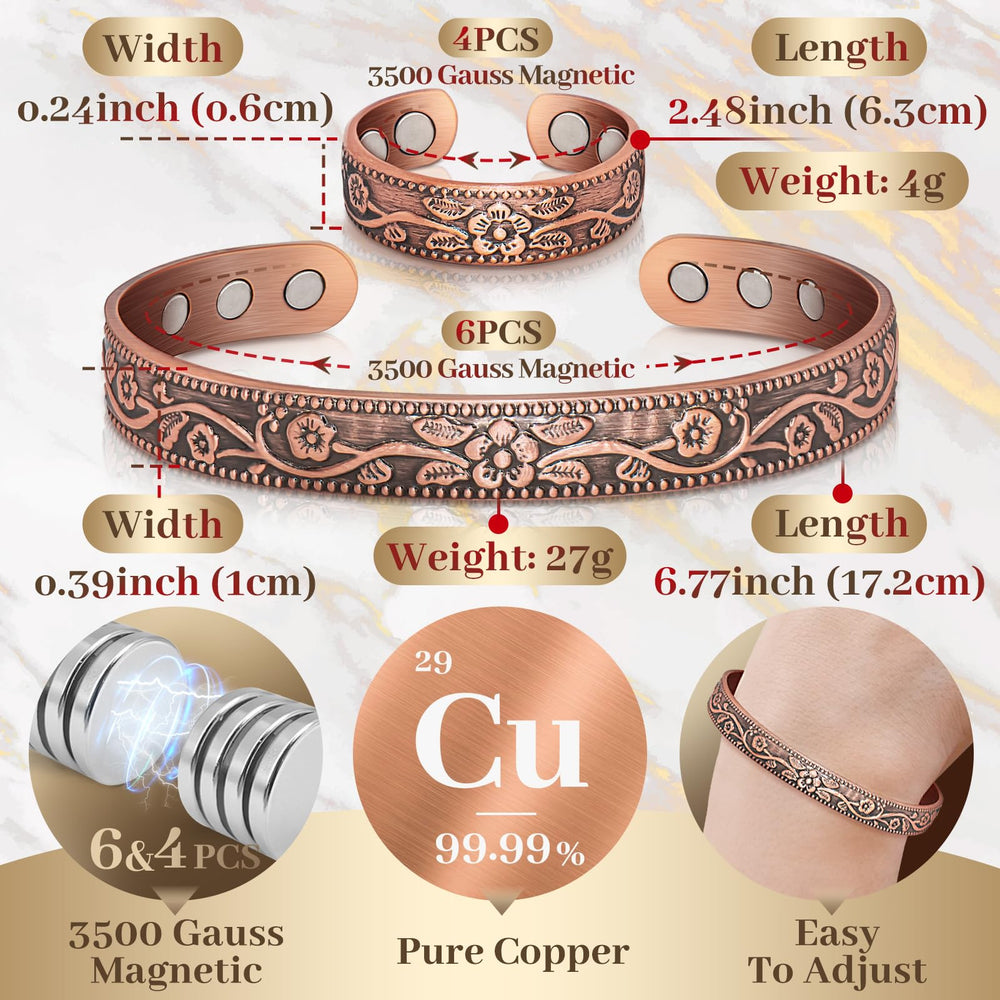 Auramag adjustable semi-open bracelet for comfortable fit.