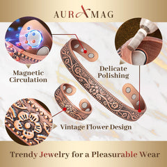 Auramag copper thumb ring with magnets, 3500 Gauss, compact wellness accessory.