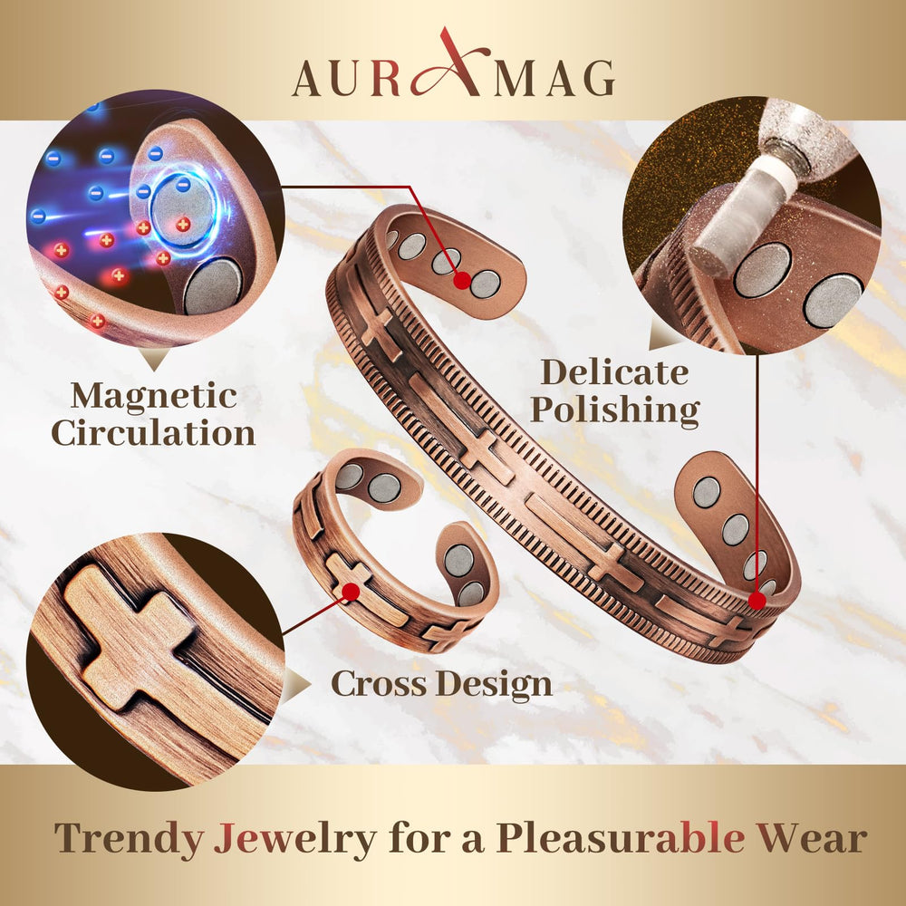 Auramag magnetic ring with 3500 Gauss magnets for everyday use.