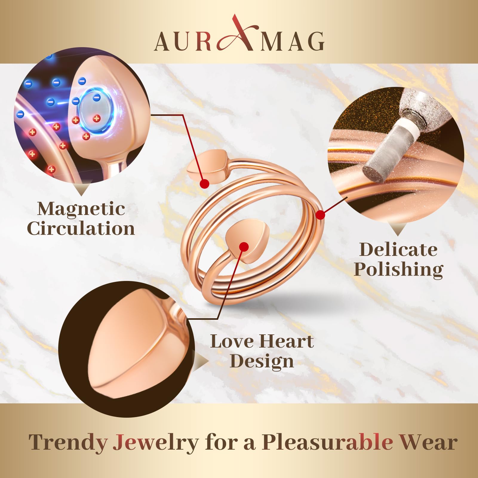 Open adjustable ring fits any finger size with ease.