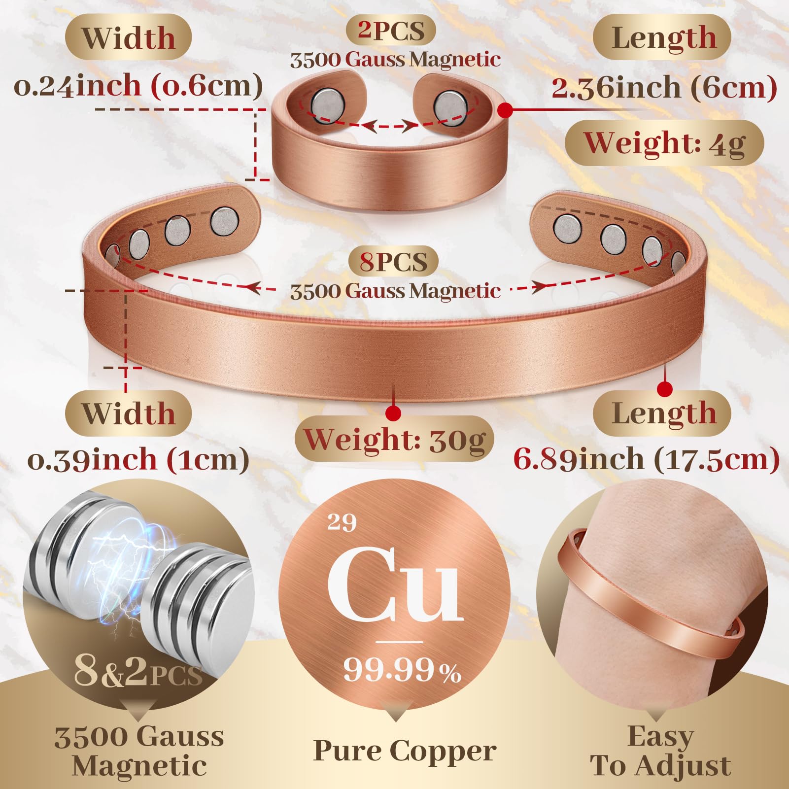 Close-up on Auramag pure copper finish showing craftsmanship.