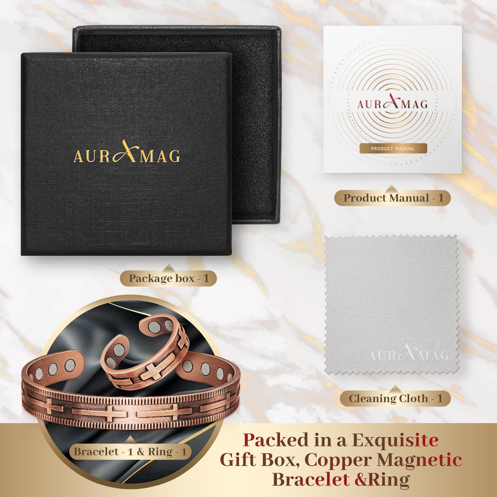 Auramag women's copper jewelry set for versatile styling.