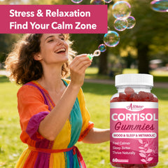 Auranic Cortisol Detox Gummies pour, convenient one-serving routine.